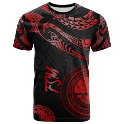 Federated States Of Micronesia T-Shirt - Poly Tattoo Red Version