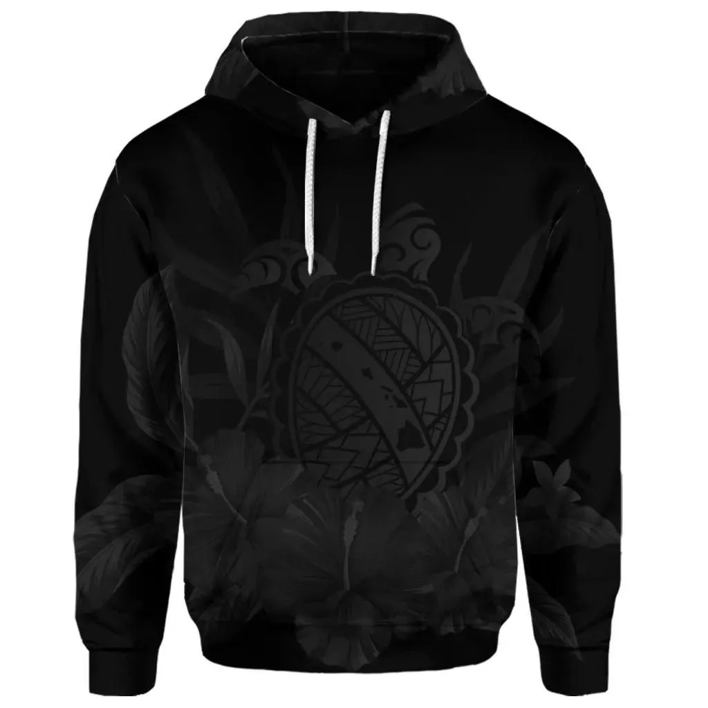 Alohawaii Hoodie - (Personalised) Hawaiian Map Turtle Hibiscus Polynesian Hoodie - Gray - AH - J4R