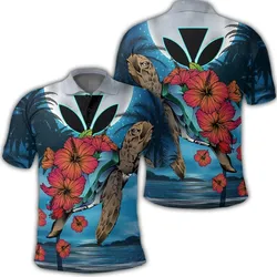 Hawaii Turtle Kanaka Hibiscus Stary Night Polo Shirt - AH