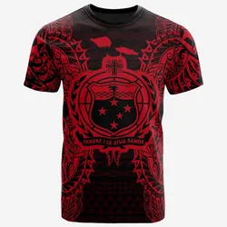 Samoa All Samoa Coat Of Arms Map Polynesian Tattoo Red Unisex 3D T-Shirt All Over Print ONCKE