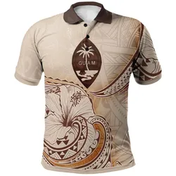Guam Polo Shirt - Hibiscus Flowers Vintage Style