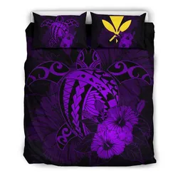 FamilyGater Bedding Set - Cover and Pillow Cases Hawaiian Map Hibiscus Kanaka Polynesian - Harold Turtle - Purple - AH J9