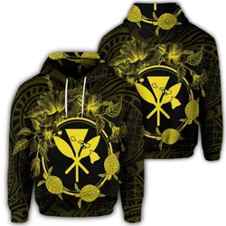 Hawaiian Kanaka Turtle Hibiscus Polynesian Hoodie - Anthea Style Yellow