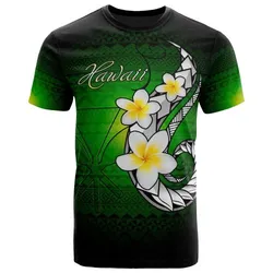Polynesian Hawaii T shirt - Plumeria Poly Pattern