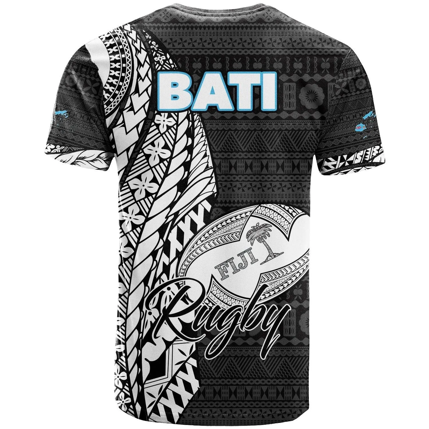 Fiji Rugby Bati Tapa Pattern T Shirt - LT2