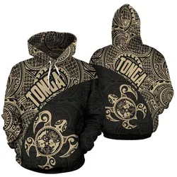 Tonga Hoodie - Tonga Coat of Arms In Turtle Polynesian Tattoo