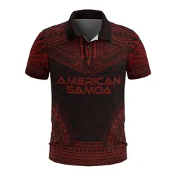 American Samoa Polo Shirt - American Samoa Seal Polynesian Chief Tattoo Red Version
