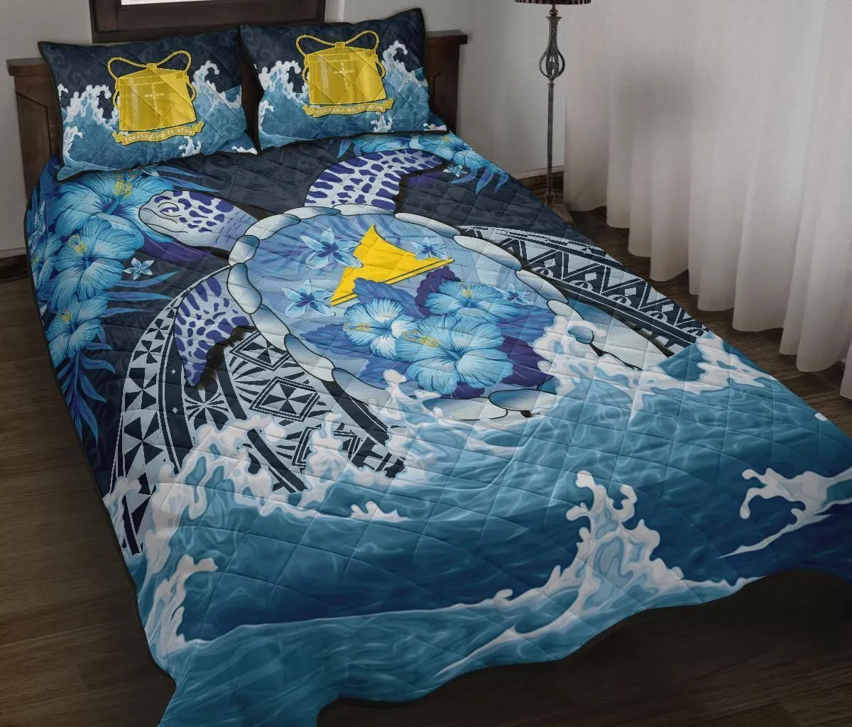 Taukelau Polynesian Sea Turtle Hibiscus Fp Bedding Set Bevrav