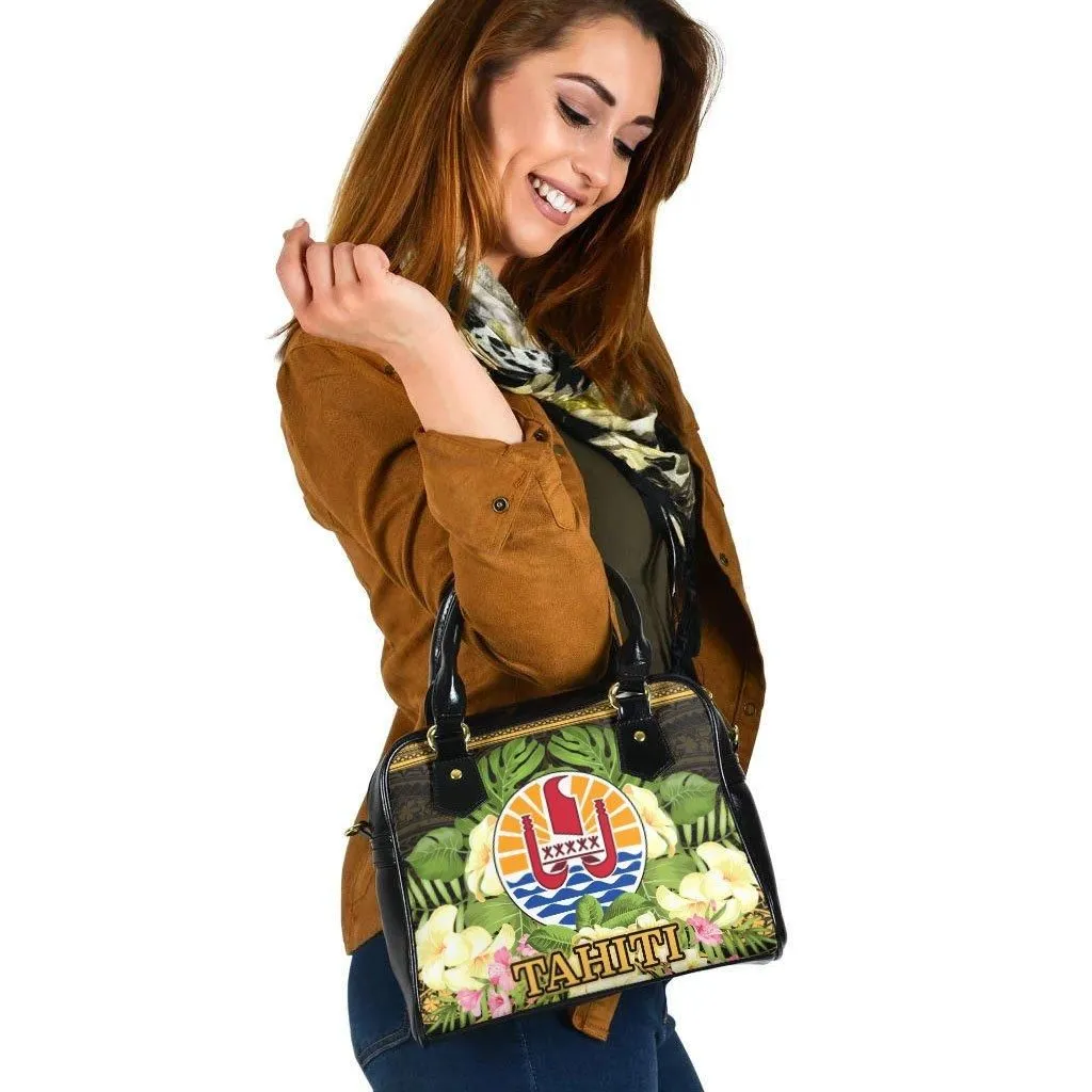 Tahiti Shoulder Handbag - Polynesian Gold Patterns Collection
