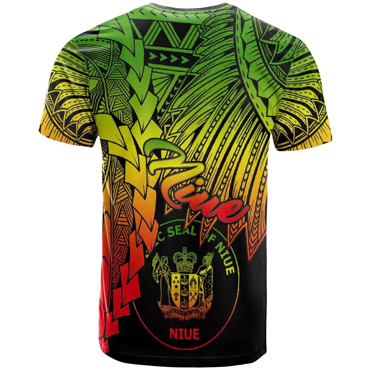 Niue Polynesian Custom Personalised T-Shirt - Tribal Wave Tattoo Reggae