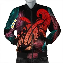 Hawaii Turtle Polynesian Tropical Bomber Jacket - Ghia Style Red