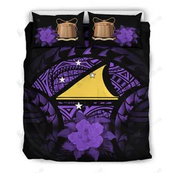 Tokelau Purple Hibiscus Black And Purple Bedding Set Bedroom Decor