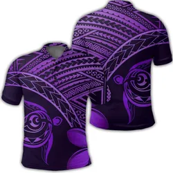 Hawaiian Turtle Plumeria Kakau Polynesian Quilt Polo Shirt Neo Purple AH