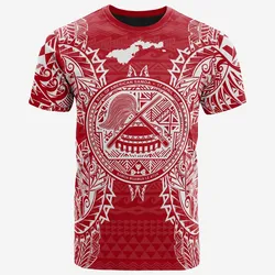 American Samoa All Samoa Coat Of Arms Map Polynesian Tattoo Red White Unisex 3D T-Shirt All Over Print ONCLF