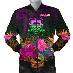 Tuvalu Personalised Men's Bomber Jacket - Summer Hibiscus - BN15