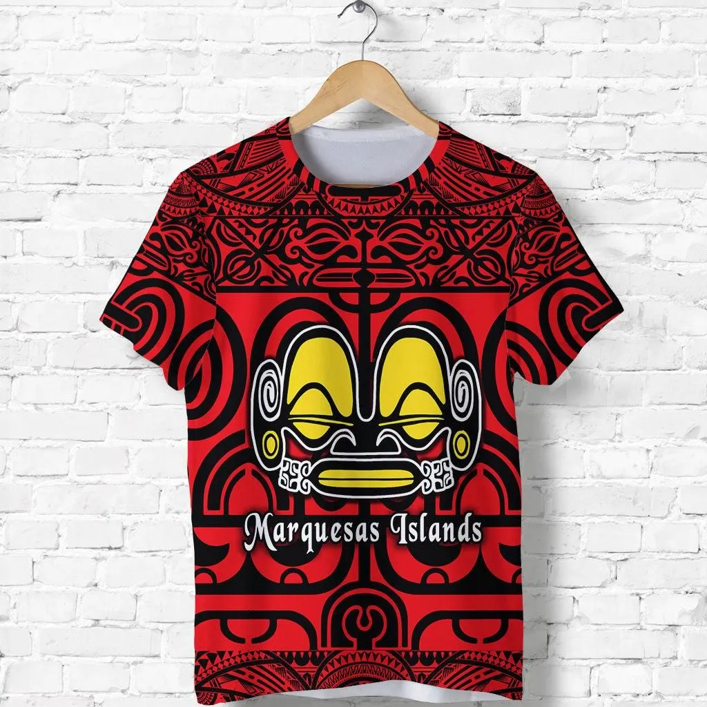(Custom Personalised) Marquesas Islands T Shirt Marquesan Tattoo Simple Style - Red LT8