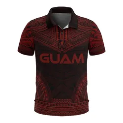 Guam Polo Shirt - Guam Coat of Arms Polynesian Chief Tattoo Red Version