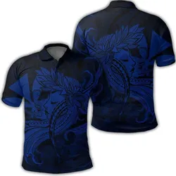 Hawaiian Map Hula Girl Hibiscus Kanaka Polynesian Polo Shirt - Blue