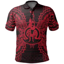 Vanuatu Polo Shirt - Vanuatu Coat Of Arms Map Polynesian Tattoo Red