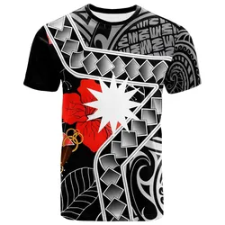 Nauru T shirt - Hibiscus Ft Polynesian Pattern
