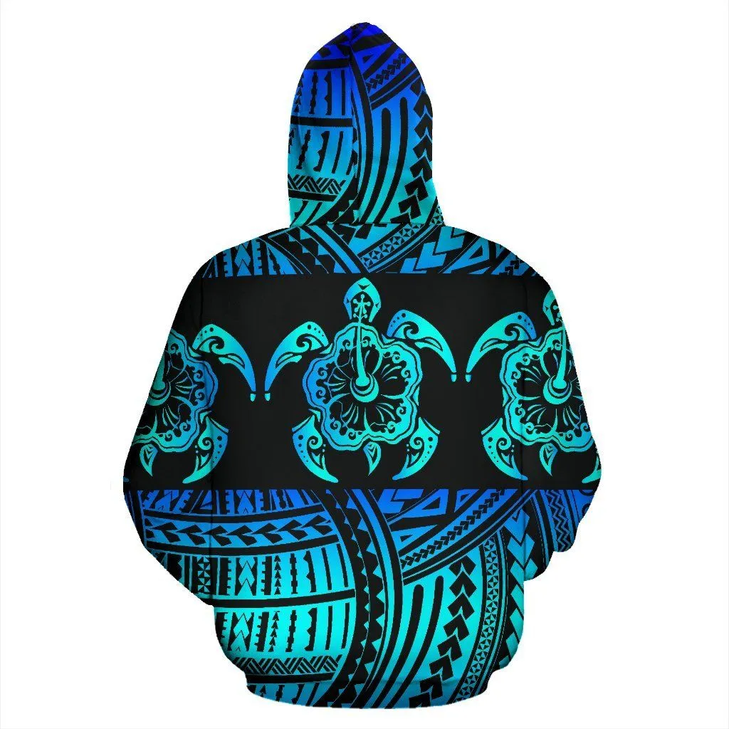 Turtle Hibiscus Hawaiian Polynesian Style Pullover Hoodie