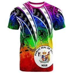 Niue T shirt - Tropical Leaf Rainbow Color