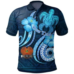 Papua New Guinea Personalised Polo Shirts - Turtle and Tribal Tattoo Of Polynesian