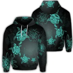 Hawaiian Plumeria Hibiscus Turtle Under Sea Polynesian Hoodie Blue AH