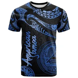 American Samoa Polynesian T Shirt - Poly Tattoo Blue Version