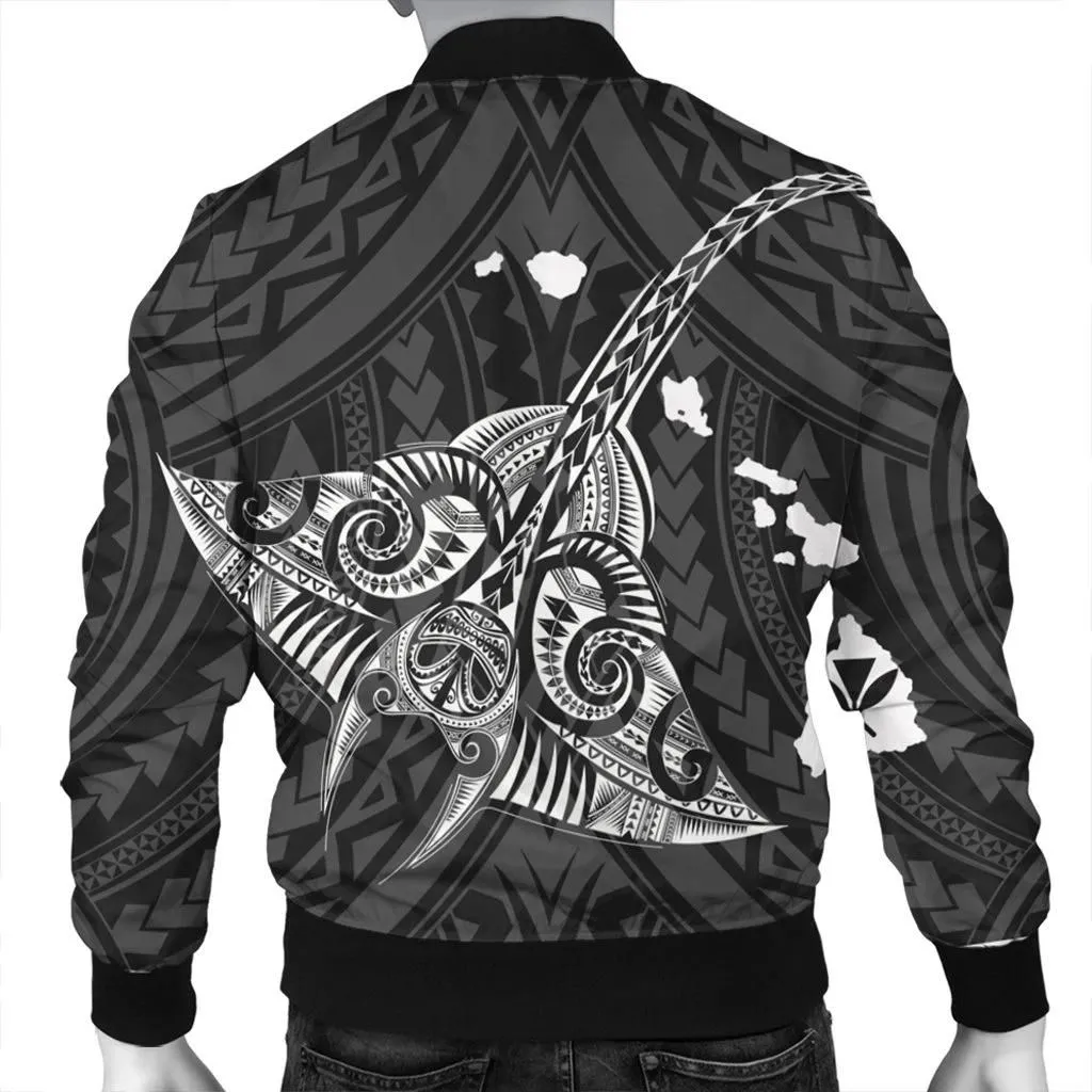 Alohawaii Jacket - Hawaiian Map Kanaka Manta Ray Polynesian Bomber Jacket White - AH - J4R