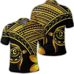 Hawaiian Turtle Plumeria Kakau Polynesian Quilt Polo Shirt Neo Yellow