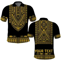 (Custom Personalised) Polynesian Polo Shirt Dashiki With Polynesian Tattoo Royal Golden Version LT14