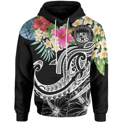 Polynesian Hawaii Hoodie - Summer Plumeria (Black)