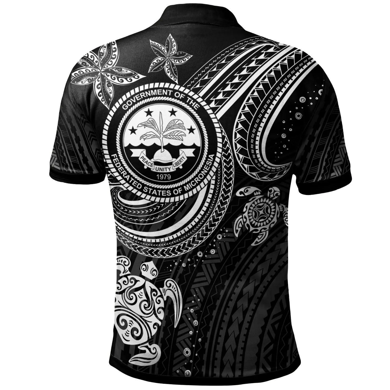Federated States of Micronesia  Custom Personalised Polo Shirt - Coat Of Arm with White Turtle