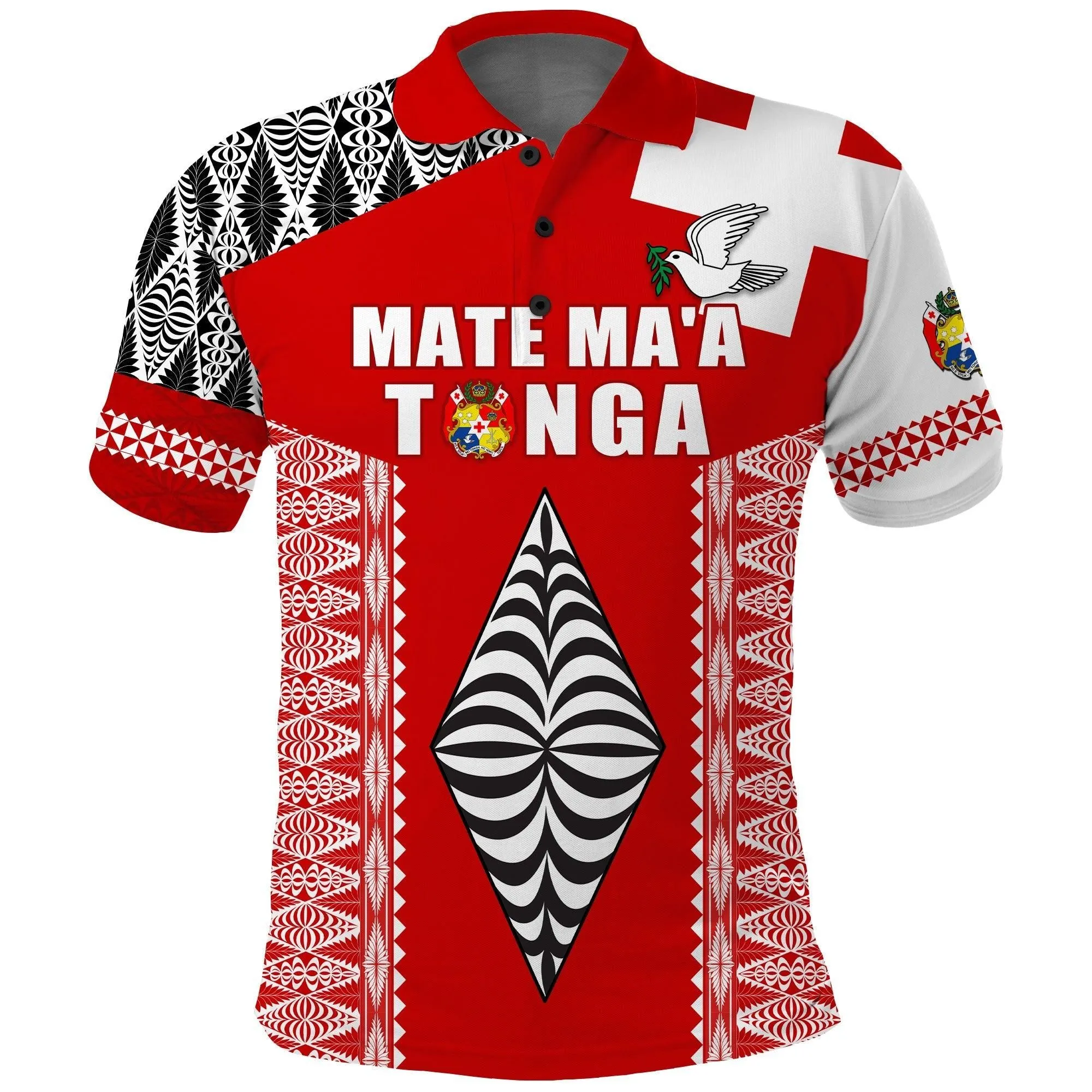 (Custom Text and Number) Tonga Rugby Polo Shirt Kupesi Ngatu Mate Maa Tonga LT13