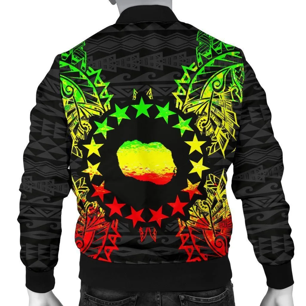 Cook Islands Polynesian Mens Bomber Jacket Map Reggae