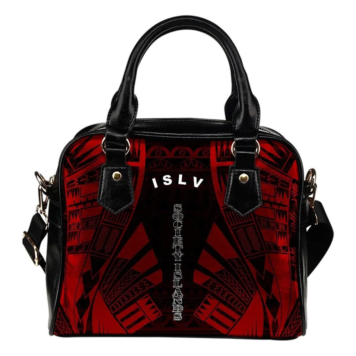 Society Islands Shoulder Handbag - Polynesian Tattoo Red