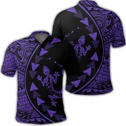Alohawaii Shirt - Hawaiian Map Gecko Tattoo Kakau Polynesian Polo Shirt Purple AH - J0R