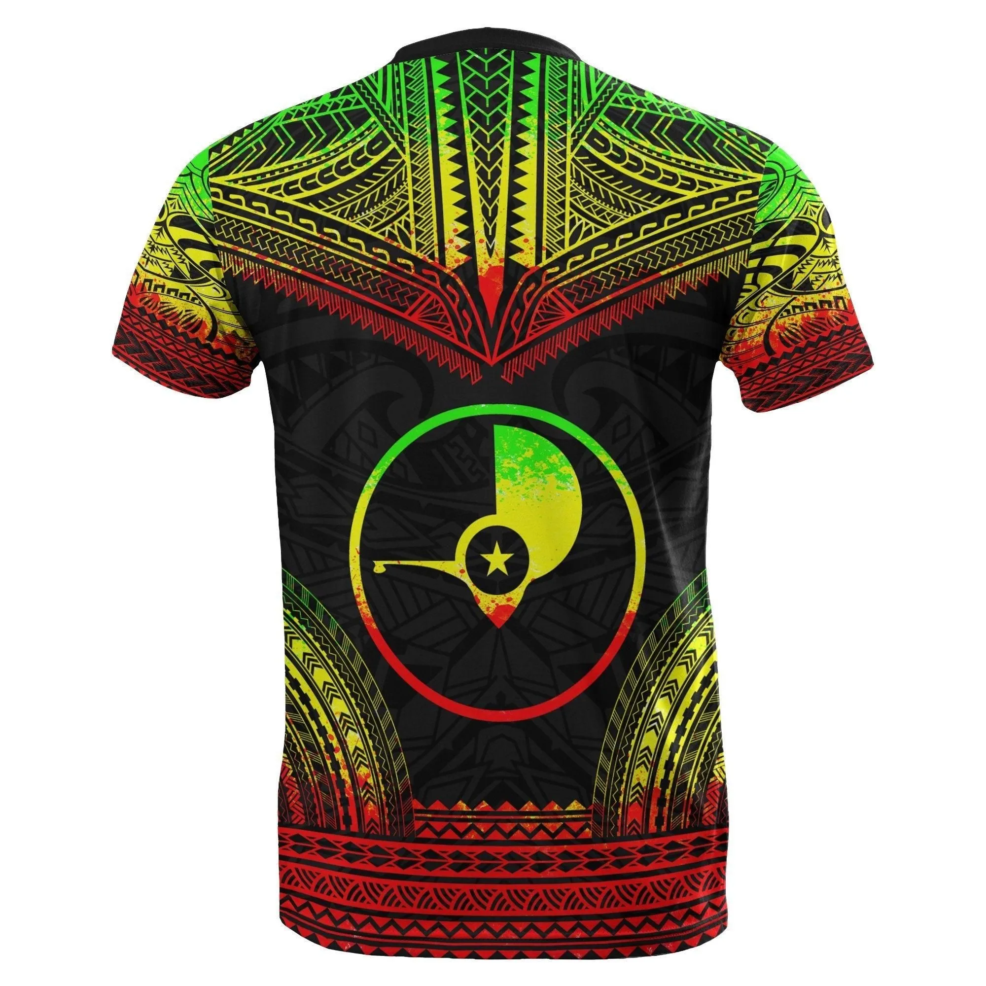 Yap All Over T shirt - Yap Flag Polynesian Tattoo Reggae