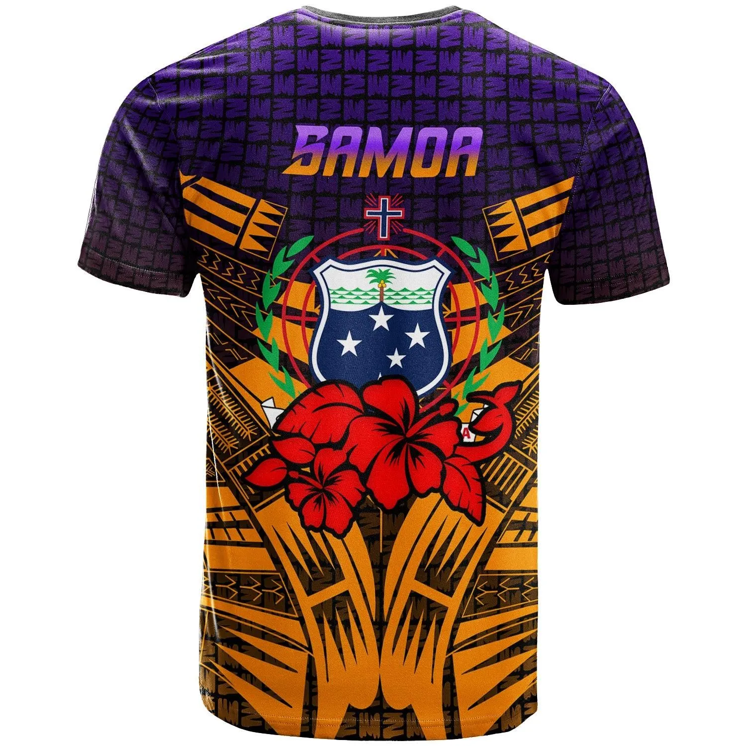 Samoa T-Shirt - Hibiscus With Tribal - LT12