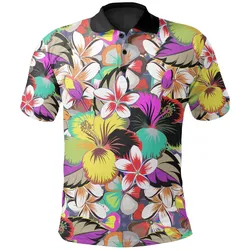Polynesian Polo Shirt - Hibiscus and Plumeria Patterns