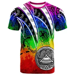 American Samoa T shirt - Tropical Leaf Rainbow Color