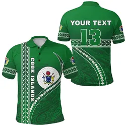 (Custom Personalised) Cook Islands Rugby Polo Shirt Simple Style Green - Custom Text and Number