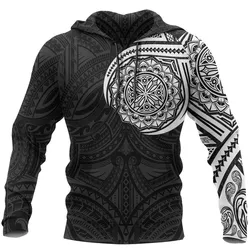 Polynesian Native Flowers Tattoo Style Hoodie Bt10