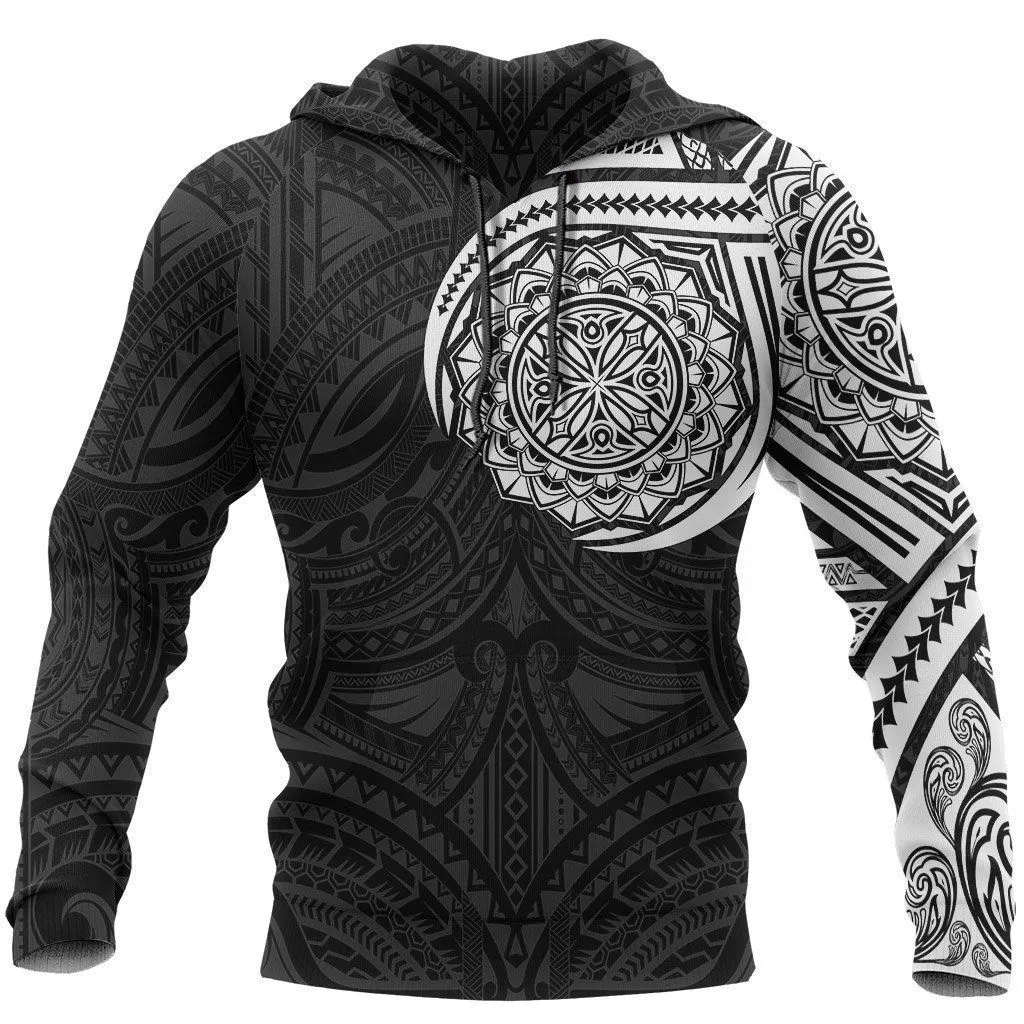 Polynesian Native Flowers Tattoo Style Hoodie Bt10