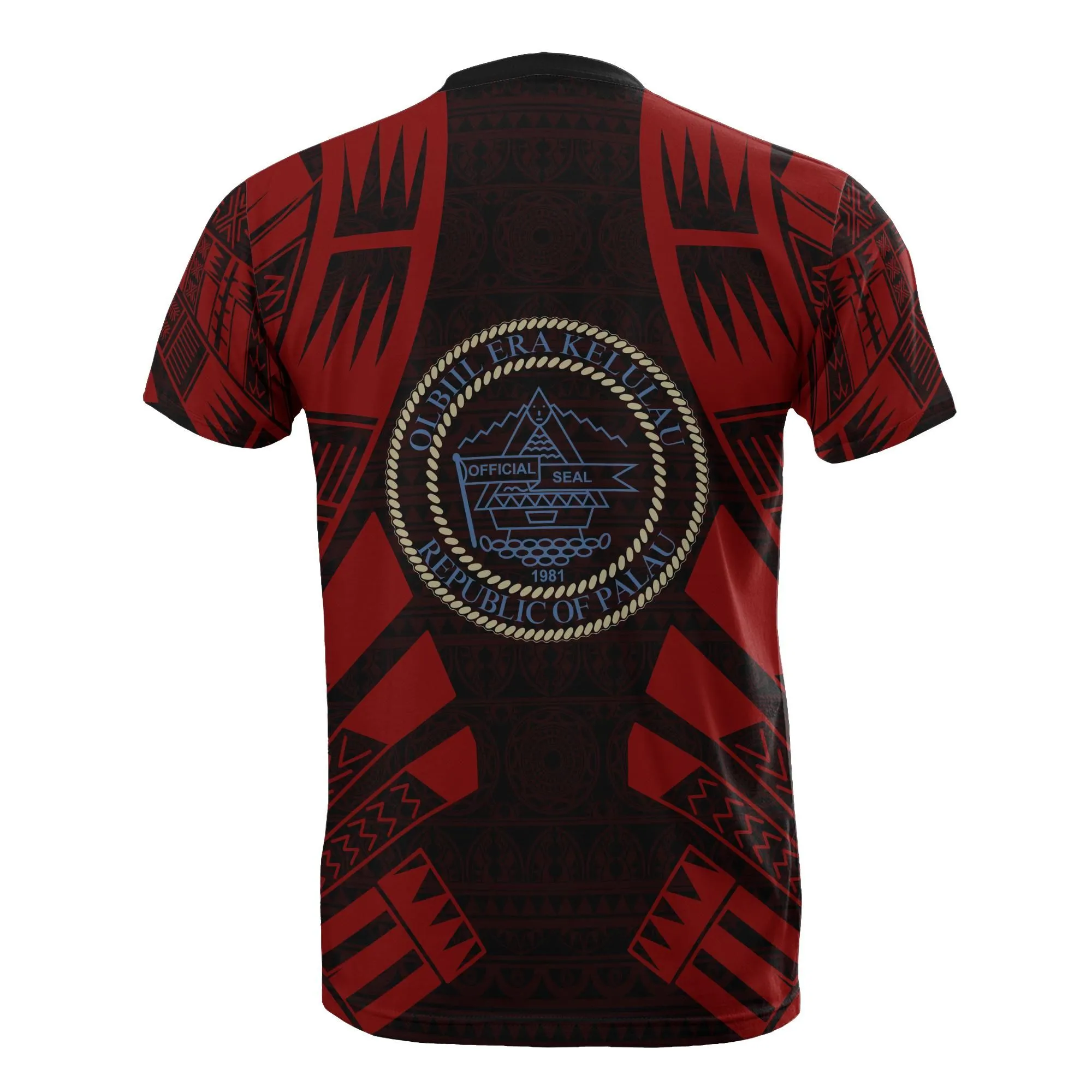Palau T shirt - Palau Seeal Polynesian Tattoo Red Style