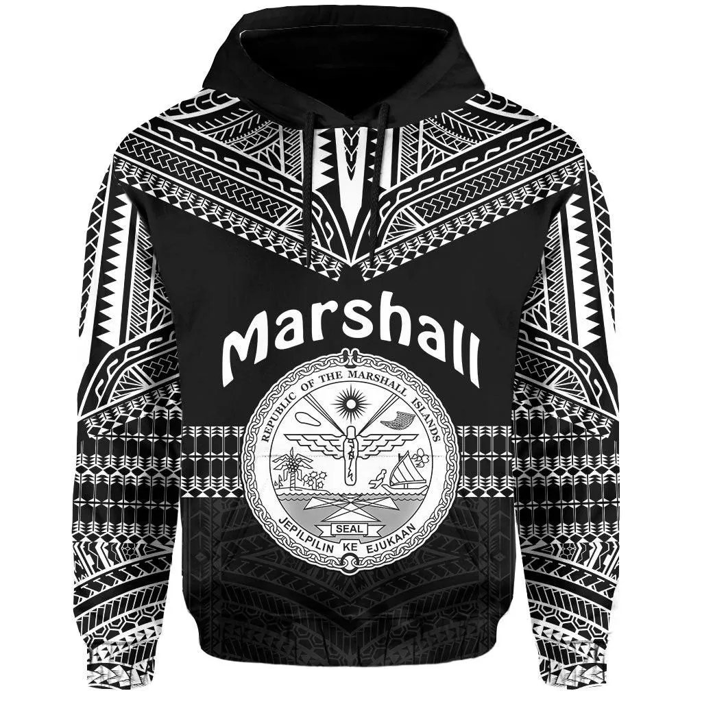 (Custom Text and Number) Marshall Islands Hoodie Best Tattoo Version Black LT13