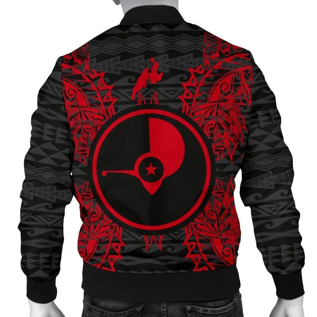 Yap Polynesian Mens Bomber Jacket Map Red