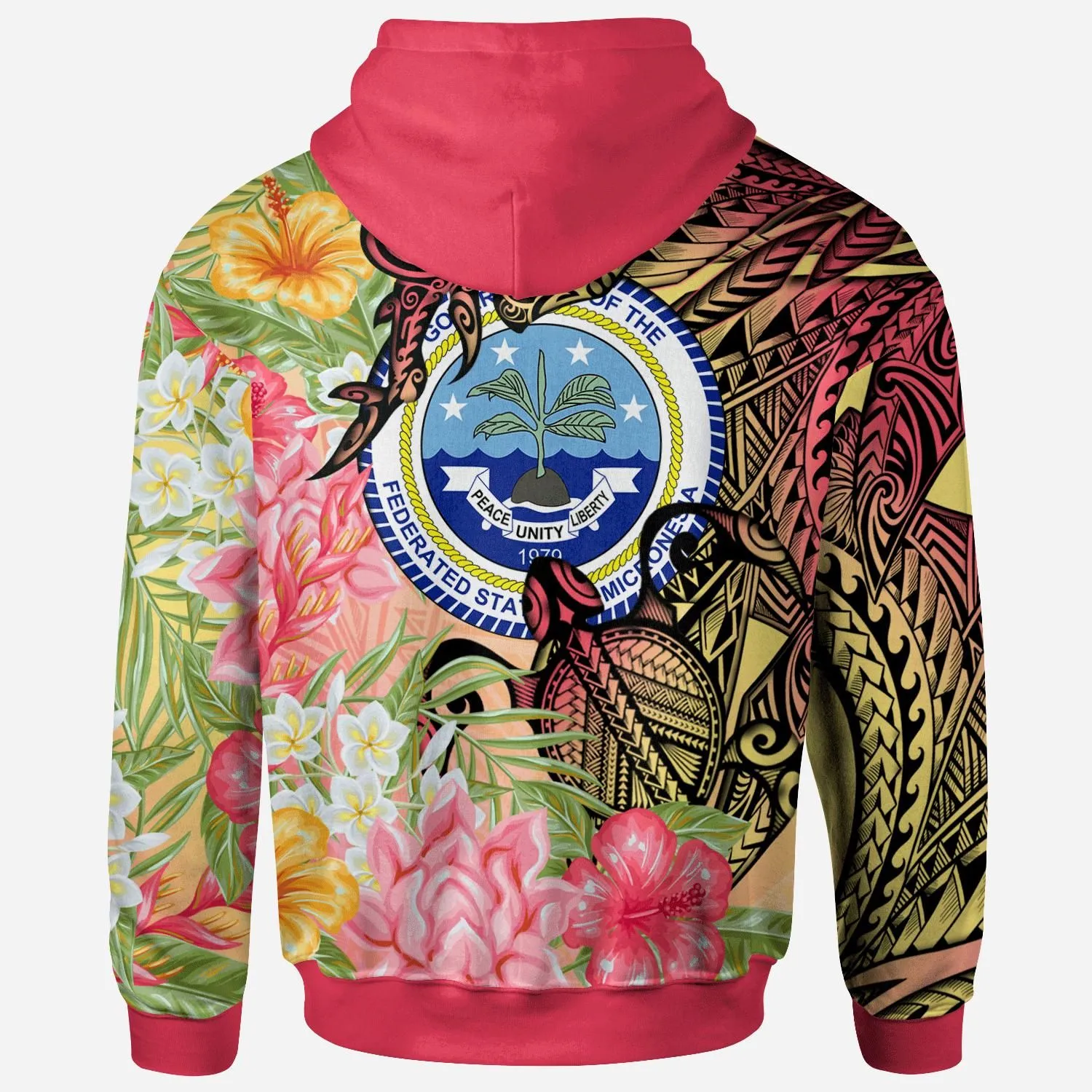 Federated States of Micronesia Hoodie - Flowers Tropical With Sea Animals