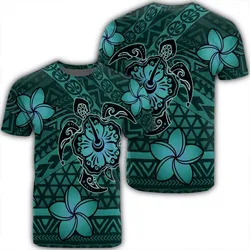 Hawaii Mix Polynesian Turtle Plumeria T-Shirt - AH - Nick Style - Turquoise